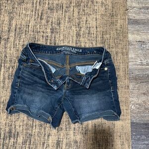 American Eagle Outfitters Blue Distressed Jean Shorts
